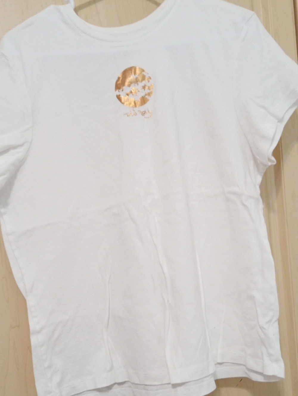 Old Navy White Short Sleeve Tee with Gold Foil Circle